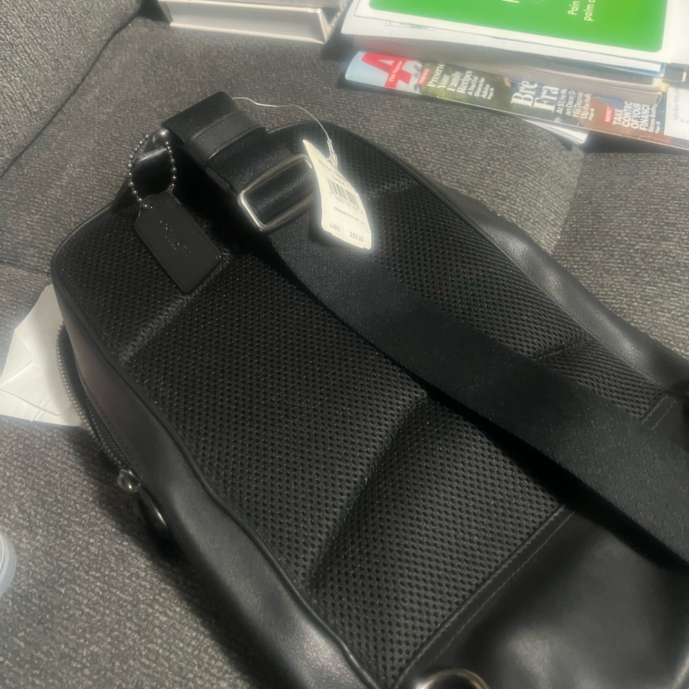 Coach Men's Black Leather Backpack - Picture 2 of 7